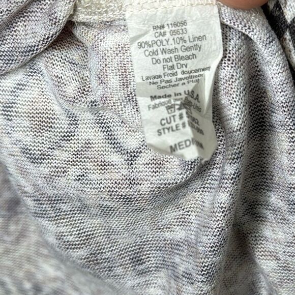 Jess & Jane Aztec Print Asymmetrical Hem Linen Blend 3/4 Sleeve Top Size Medium - Picture 7 of 7